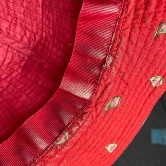 90s Vintage Quilted Paisley Bucket Hat Red - Picture 6 of 8